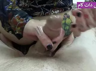 Iranian Film of Girl Straightening Boyfriend's Dick with Bag