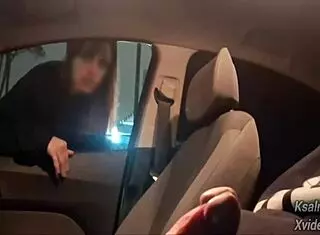 Risky Masturbation For Hot Girl On Street In Public Car Scene