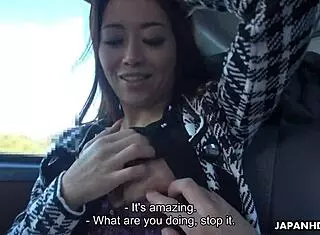 japanese woman maki hojo's uncensored car blowjob contrasts public thrill