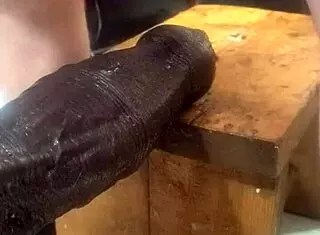 huge dildos explored on a homemade machine for creative fun