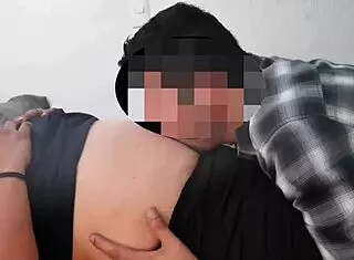 The hot milf pulls down her panties and exposes her navel area