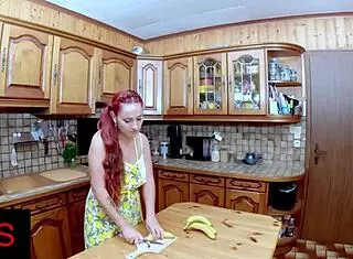 Fun Scene Done In The Kitchen With Fruit And Dildos