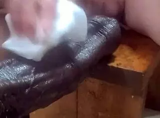 huge dildos explored on a homemade machine for creative fun