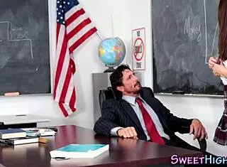 Skinny teen slut nailed in uniform with monster cock