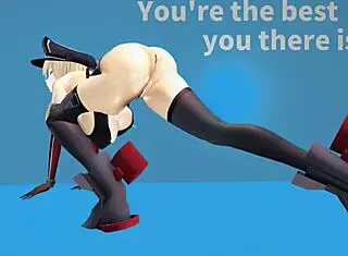 Hentai anime girl with big tits and ass doing workout for motivation