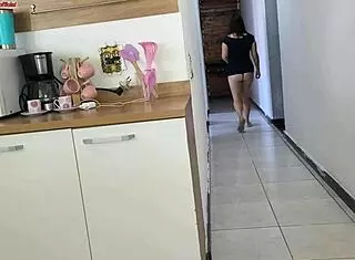 Risky sex while hubby showered, almost got caught with his pal!
