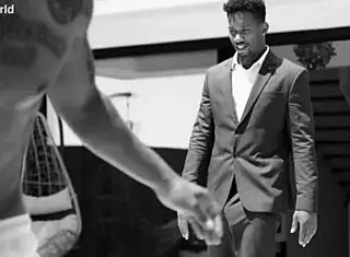 horny slut wife gets quickie with black pool cleaner while husband watches