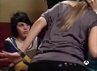 girls locking lips during a fun game session