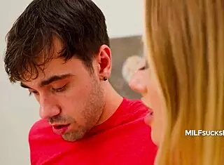 Damn! Kind MILF Relieves Stepson's Stress with Sloppy Blowjob!