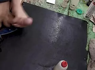 I masturbate on my workbench at work with big cock