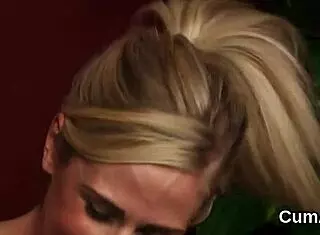 Frisky honey swallows cum load from facial