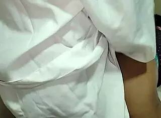 Gynecologist inserts camera into patient's pussy and fucks her hard, cumming inside her huge pussy