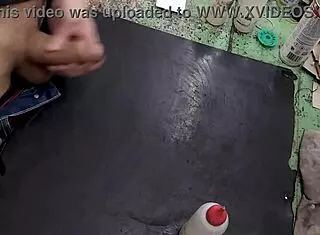 I masturbate on my workbench at work with big cock