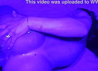 Beautiful latina gets blowjob and creampie in blue room