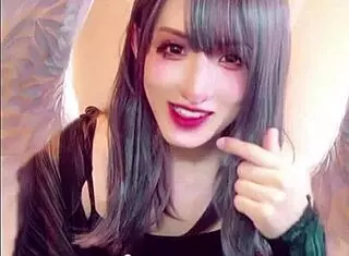 Beautiful Japanese ladyboy masturbates while streaming live video