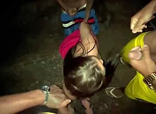 friends fuck latina teen on street!