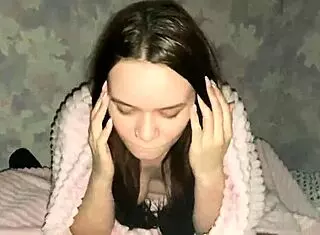 Stepdaughter Gives Stepfather Blowjob Under Blanket Then Fucks