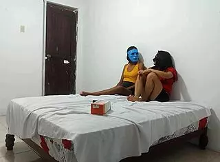 My girlfriend's beautiful latina milf friend learns intense blowjob techniques at home with small cock.