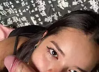 cute submissive girlfriend suckin monster cock sloppy blowjob... oops.