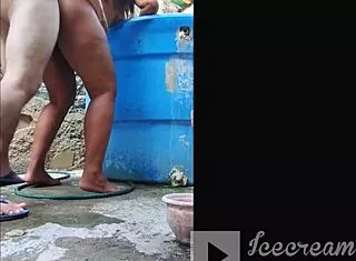 i bathed on the balcony and got my ass filled with cum