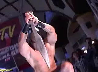 Skinny babe gets slammed hard on public stage