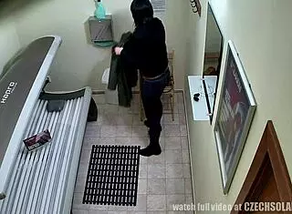 uhh, caught czech voyeur in tanning bed solo!