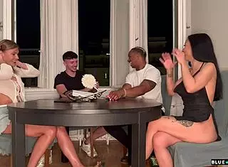 Board game between friends ends in crazy sex between everyone - group sex orgy european german 4some