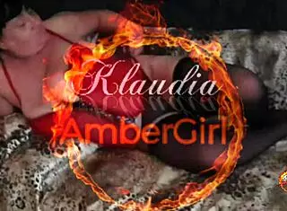 klaudiaambergirl in lingerie masturbates lightly before licking her ass and tributing to black stockings