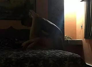 brunette in hotel with black