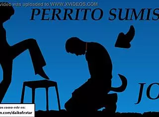 She commands you to transform into her personal dog in Spanish.