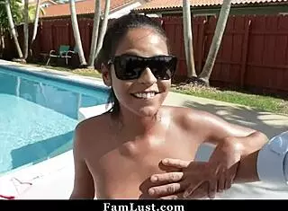 Hot tan step daughter sucks her step uncle's dick.