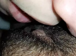 Lesbian Hairy Pussy Eating Close Up with Orgasm
