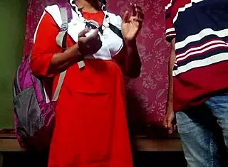 Teacher bends over hot Desi student for doggystyle fuck in class.