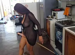 Leaked video of famous Mexican influencer getting off in the kitchen with a broomstick