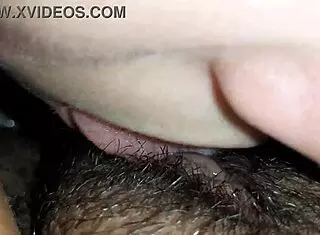 Lesbian Hairy Pussy Eating Close Up with Orgasm