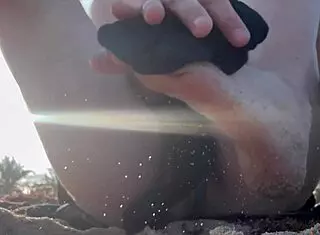 Italian Big Tits Milf Flashes Juicy Shaved Pussy At Public Beach In Florida With Foot Fetish Soles