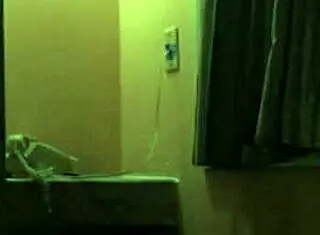 brunette in hotel with black