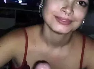 Novinha Debora Prado Gives Deep Blowjob To Monster Cock At Night