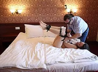 Sofi Belt Bondage In Hotel With Handcuffs Bound And Spanked In Lingerie