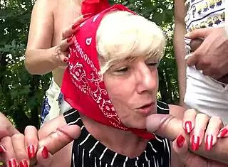 granny's ass destroyed in wild public anal orgy