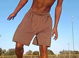 beautiful cute brunette teacher in dorm tastes the air after workout with uncle and husband