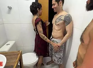 Morena Novinha Loves Fucking Her Boyfriend and Another Guy in Close-Up Missionary.