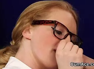 Nasty Babe Sucks Hard for Face Full of Cum!