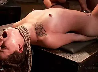 Hairy pussy ginger gets bound and slammed by monster cock! 😱