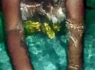 Latina Whore Sucking Dick in Pool, Risking Neighbor's View