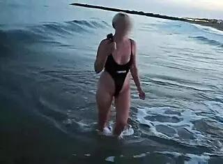 Blonde Shows Tits And Sucks Cock On A Public Beach