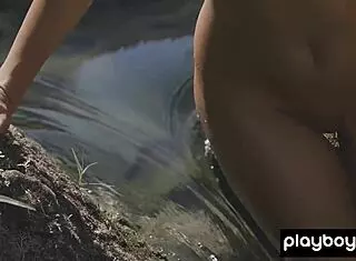 Skinny Brunette Czech Milf Anetta Keys Flashes Wet Pussy During Outdoor Striptease