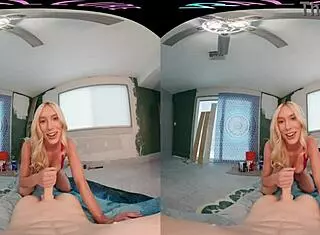 petite 18+ hairless blonde vrallure getting handsy with her shaved pussy in this voyeur reality pov 😏