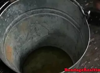 Peeing Sub Kel Bowie Tied by Male Doms!