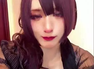 beautiful asian ladyboy masturbates during live stream